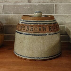 Artisan Ceramic Canister Gray, Mocca, & Blue